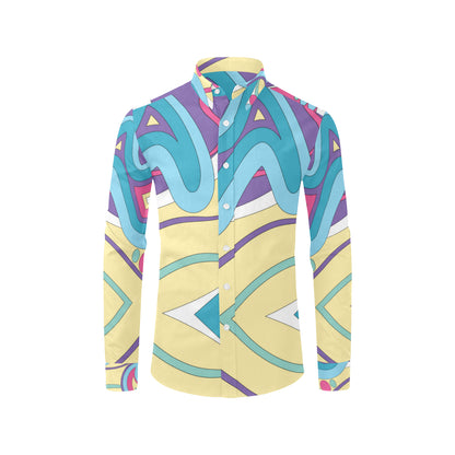 Funky Retro Pattern Print Design A01 Men's Long Sleeve Shirt