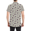 Swallow Bird Pattern Print Design 03 Men's Short Sleeve Button Up Shirt