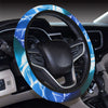 Blue Neon Sea Turtle Print Steering Wheel Cover with Elastic Edge