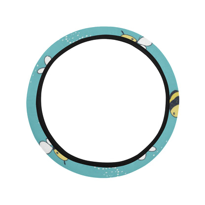 Bee Pattern Print Design BEE02 Steering Wheel Cover with Elastic Edge