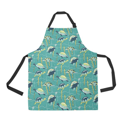 Sea Turtle Pattern Print Design T08 Apron with Pocket