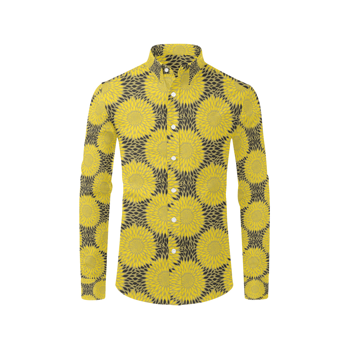 Sunflower Pattern Print Design SF06 Men's Long Sleeve Shirt