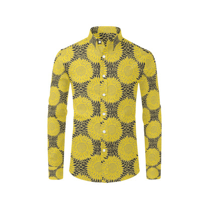 Sunflower Pattern Print Design SF06 Men's Long Sleeve Shirt