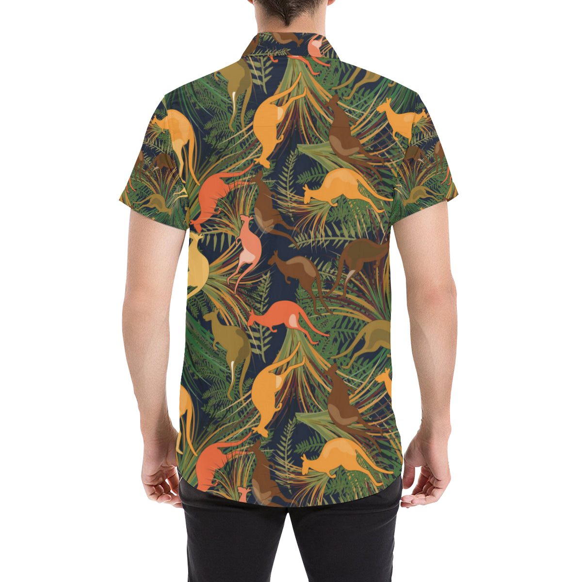 Kangaroos Pattern Print Design 07 Men's Short Sleeve Button Up Shirt