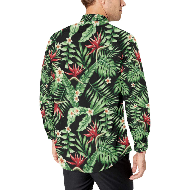 Bird Of Paradise Pattern Print Design BOP05 Men's Long Sleeve Shirt