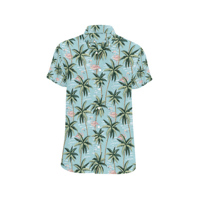 Palm Tree Pattern Print Design PT05 Men's Short Sleeve Button Up Shirt