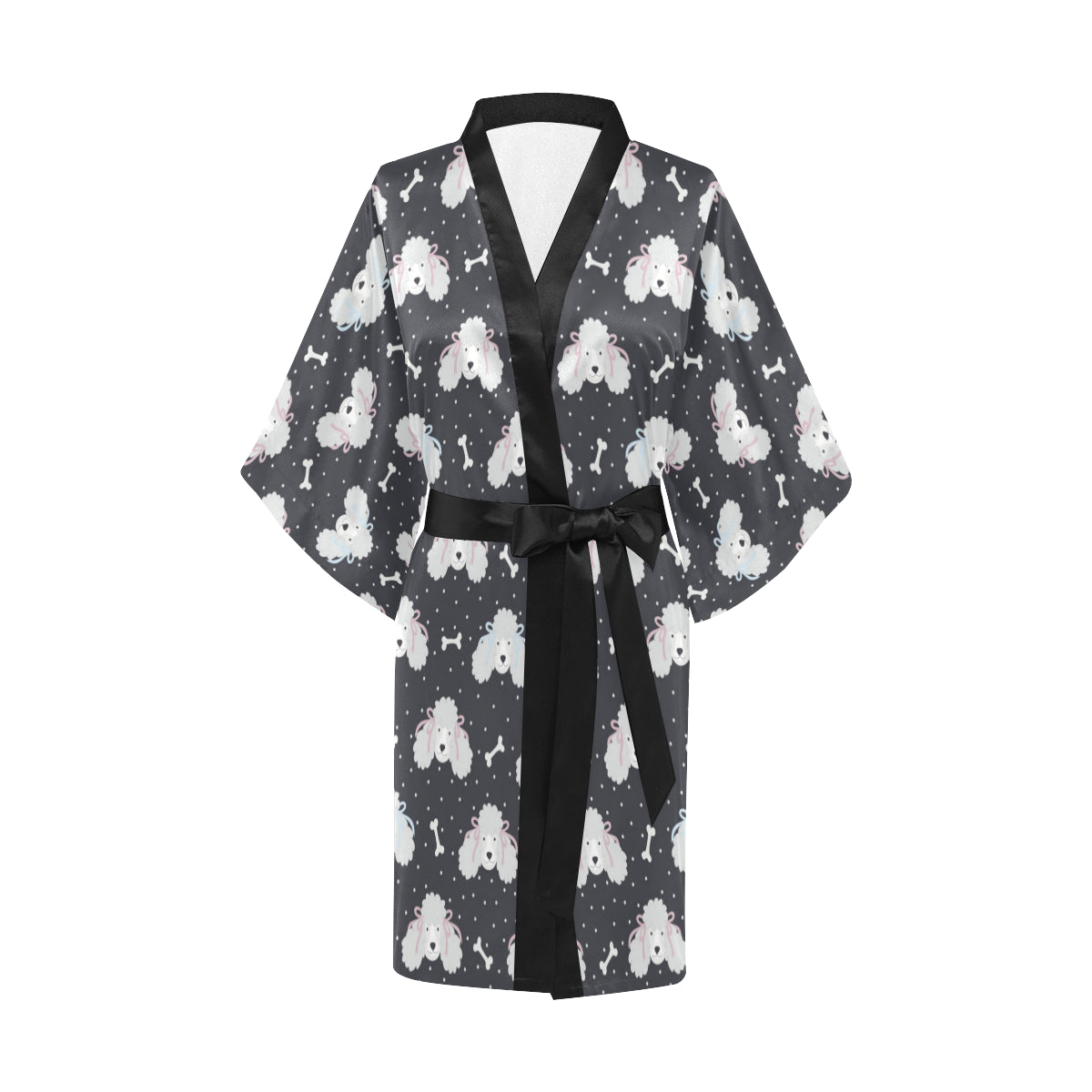 Poodle Pattern Print Design A03 Women's Short Kimono