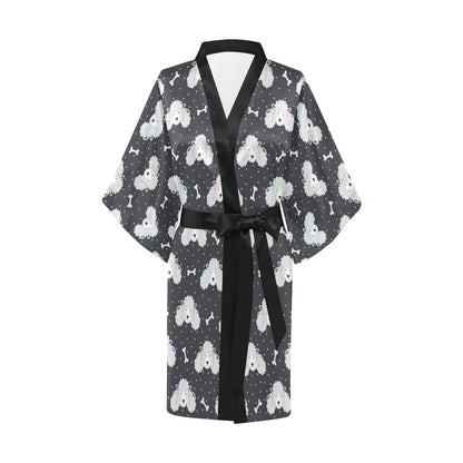 Poodle Pattern Print Design A03 Women's Short Kimono