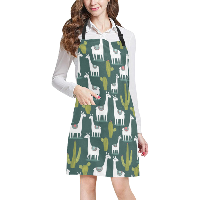 Llama Cactus Pattern Print Design 02 Apron with Pocket