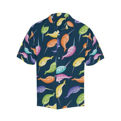Narwhal Colorful Pattern Print Design 03 Men's Hawaiian Shirt