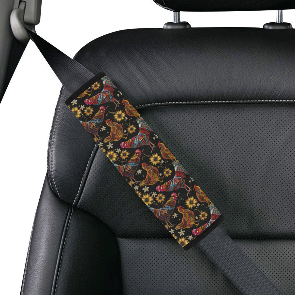 Chicken Embroidery Style Car Seat Belt Cover