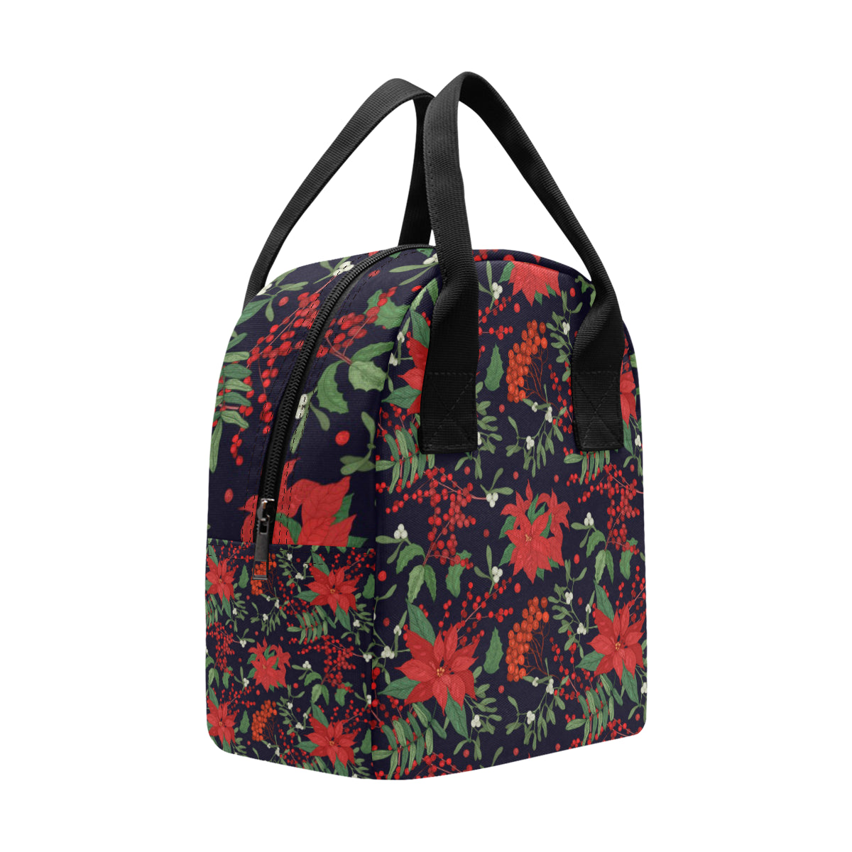 Poinsettia Pattern Print Design POT02 Insulated Lunch Bag