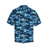 Camo Blue Pattern Print Design 04 Men's Hawaiian Shirt