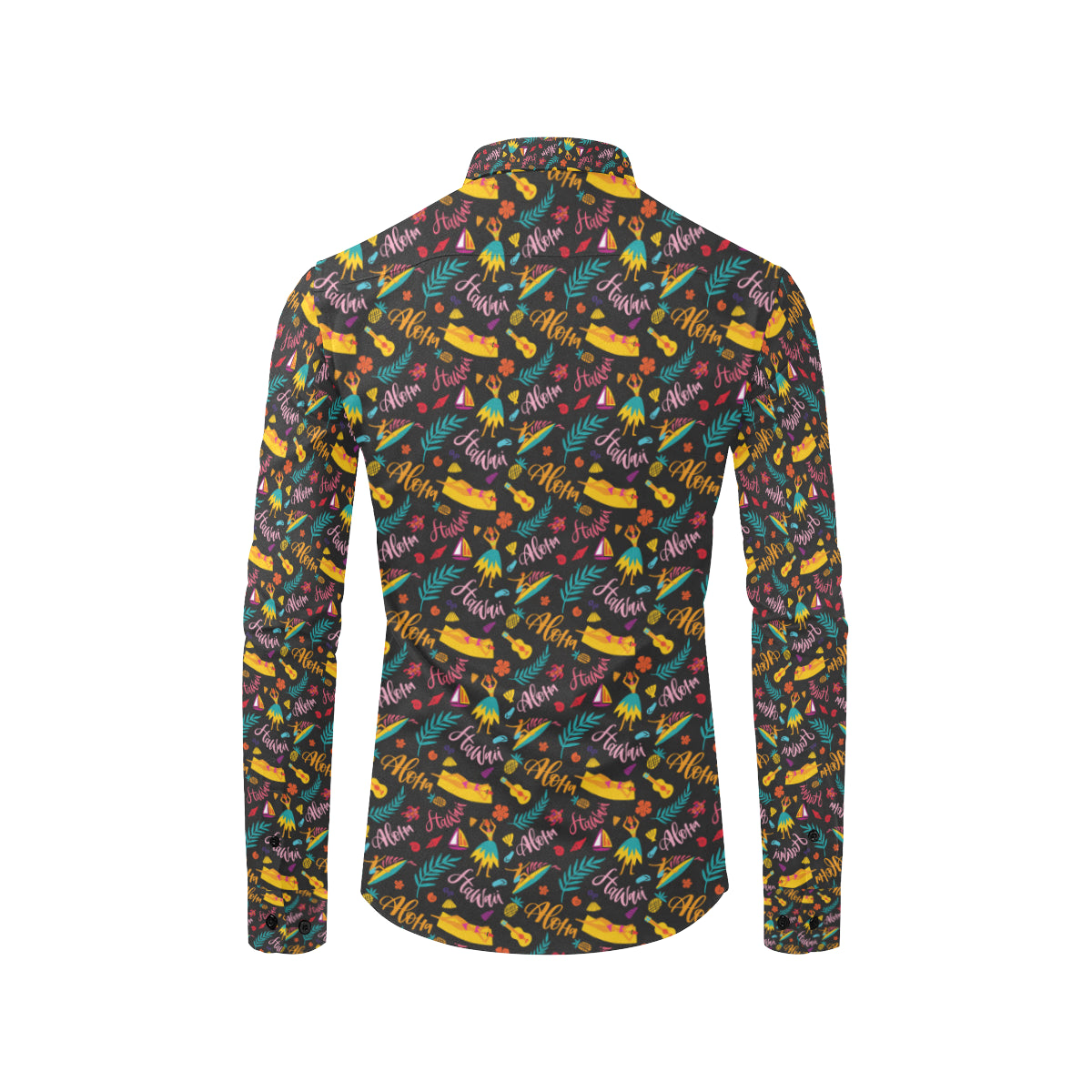 Aloha Hawaii Summer Design Themed Print Men's Long Sleeve Shirt