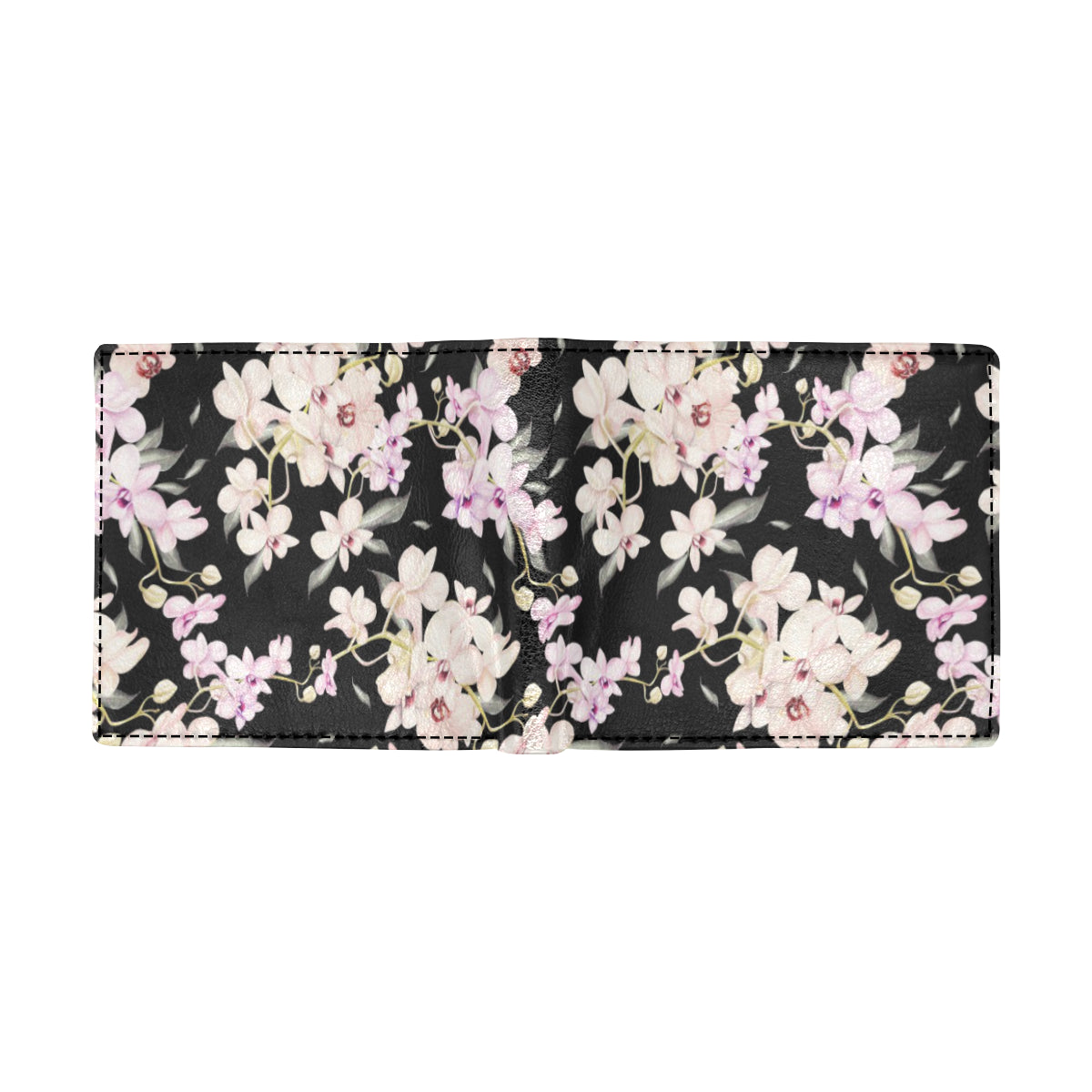 Orchid White Pattern Print Design OR03 Men's ID Card Wallet