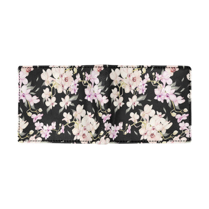 Orchid White Pattern Print Design OR03 Men's ID Card Wallet