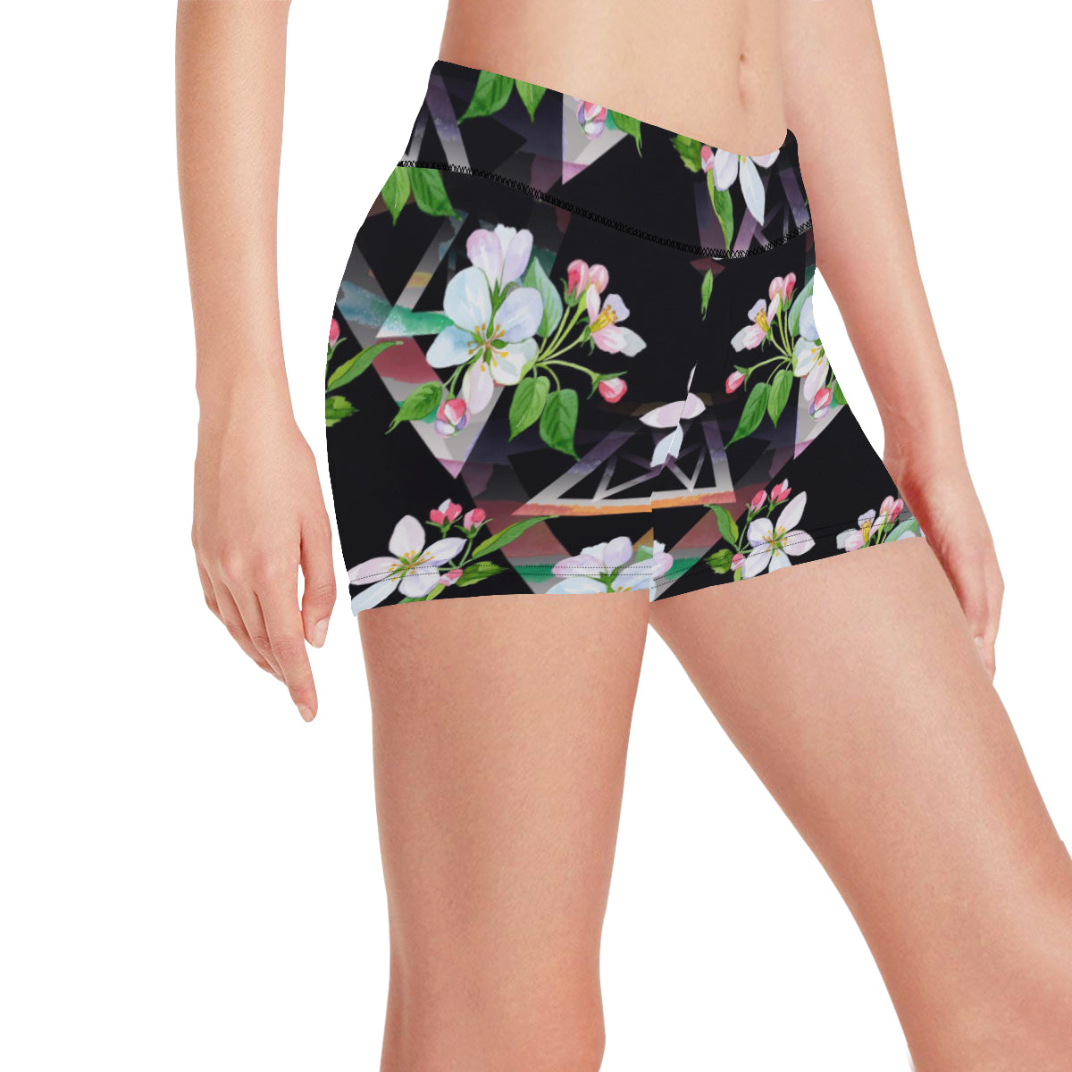 Apple blossom Pattern Print Design AB07 Yoga Shorts