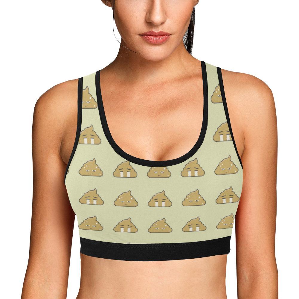 Poop Emoji Pattern Print Design A04 Sports Bra