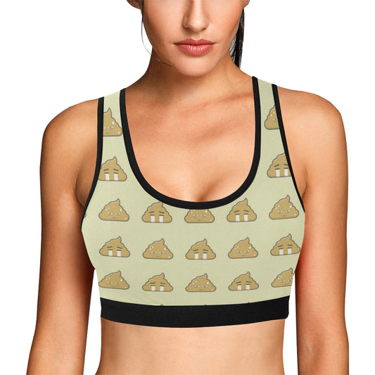 Poop Emoji Pattern Print Design A04 Sports Bra