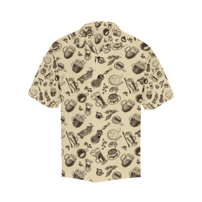 Coffee Pattern Print Design 05 Men's Hawaiian Shirt