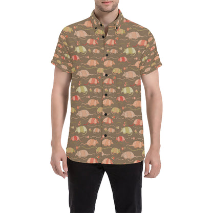 Armadillo Pattern Print Design 04 Men's Short Sleeve Button Up Shirt