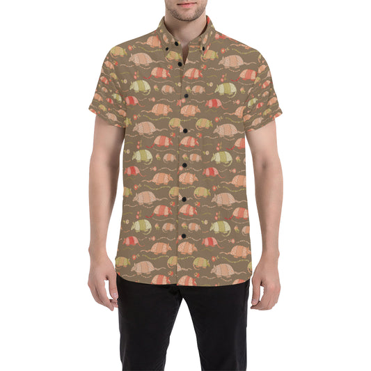 Armadillo Pattern Print Design 04 Men's Short Sleeve Button Up Shirt