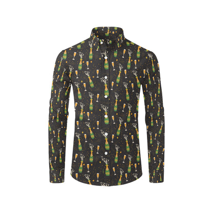 Champagne Pattern Print Design 04 Men's Long Sleeve Shirt