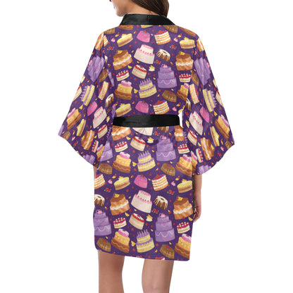 Cake Pattern Print Design 05 Women's Short Kimono