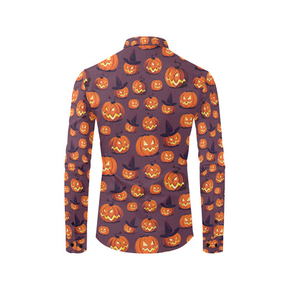 Halloween Pumpkin Pattern Print Design 03 Men's Long Sleeve Shirt