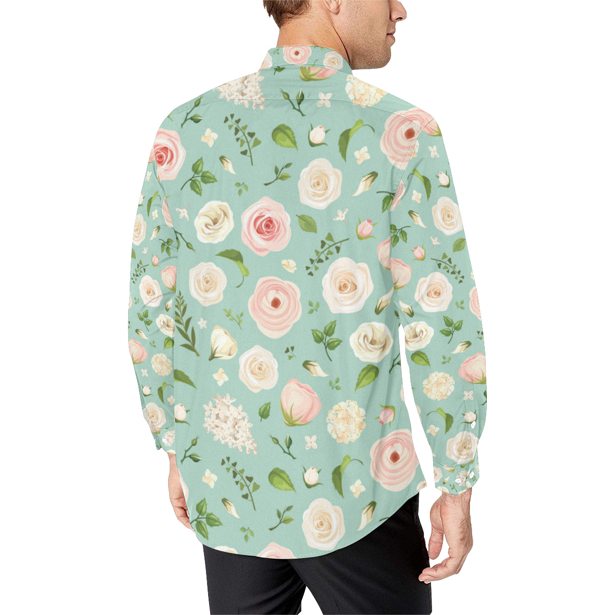 Lisianthus Pattern Print Design 01 Men's Long Sleeve Shirt