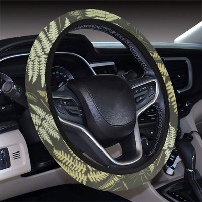 Fern Leave Green Print Pattern Steering Wheel Cover with Elastic Edge