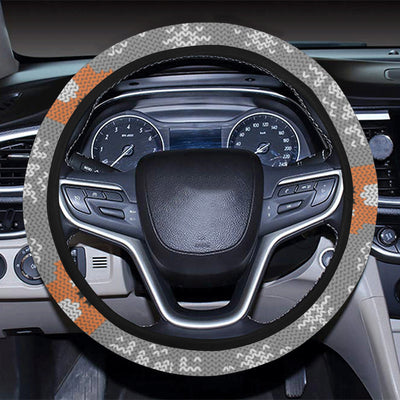 Knit Red Fox Pattern Print Design 02 Steering Wheel Cover with Elastic Edge