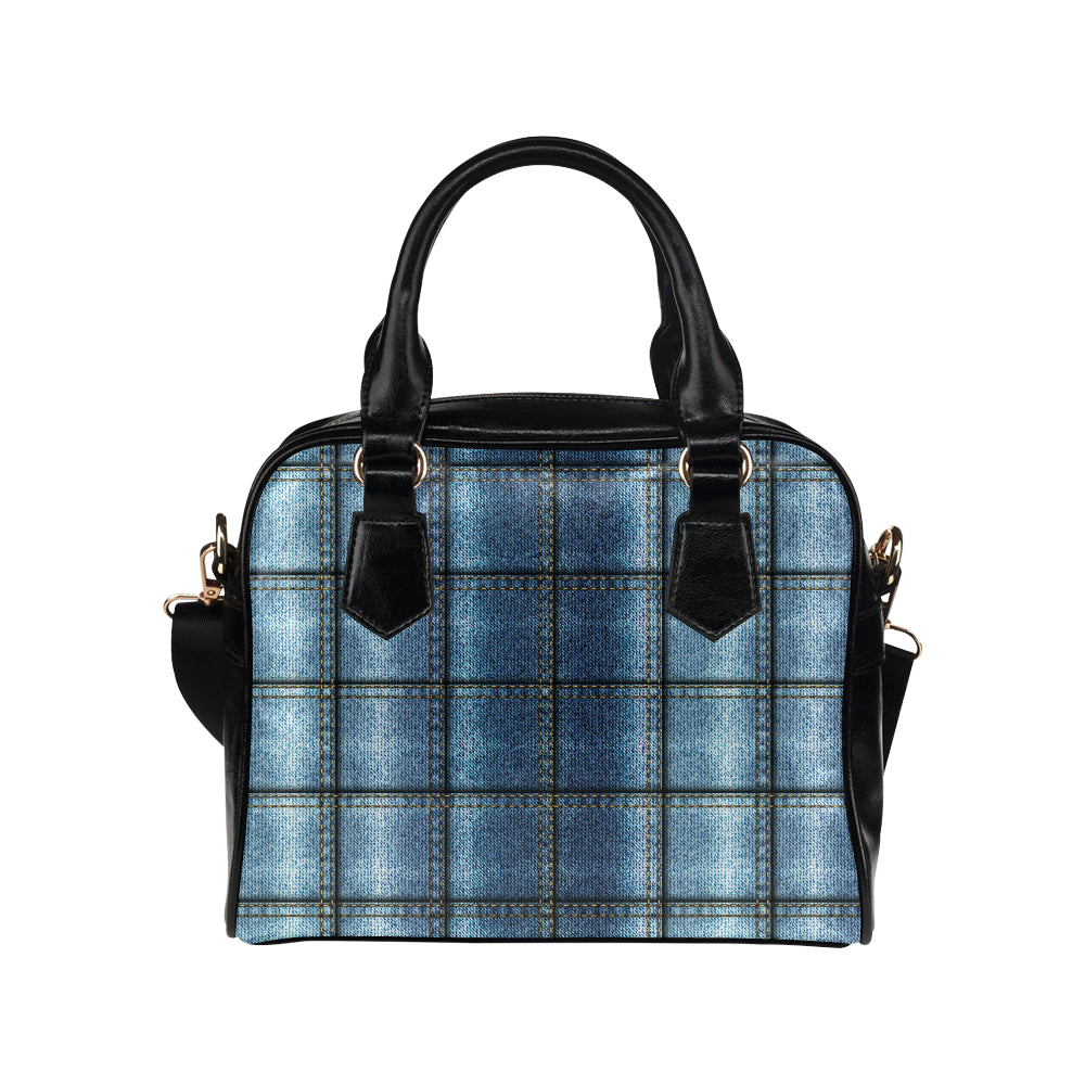 Jean Patchwork Pattern Print Design 02 Shoulder Handbag