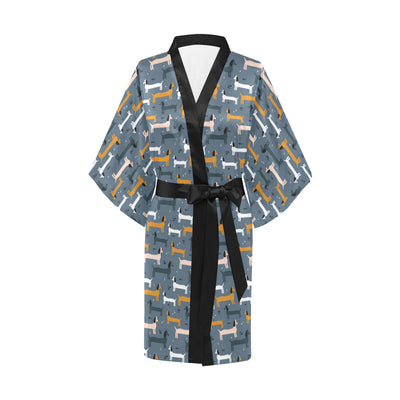 Dachshund Pattern Print Design 012 Women's Short Kimono