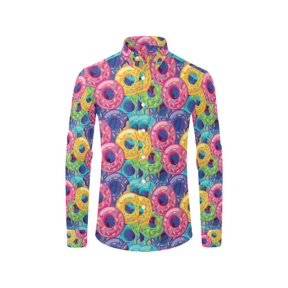 Donut Pattern Print Design DN010 Men's Long Sleeve Shirt