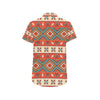 Aztec Red Print Pattern Men's Short Sleeve Button Up Shirt