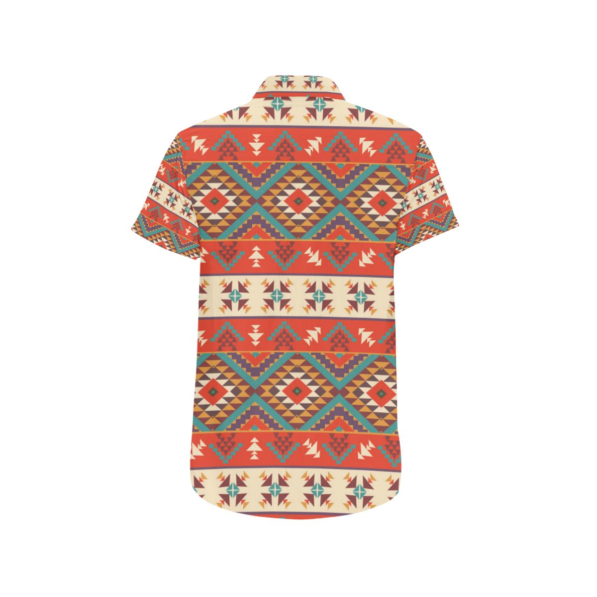 Aztec Red Print Pattern Men Button Up Shirt Jorjune