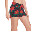 Poinsettia Pattern Print Design POT07 Yoga Shorts