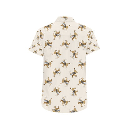 Cowboy Pattern Print Design 01 Men's Short Sleeve Button Up Shirt