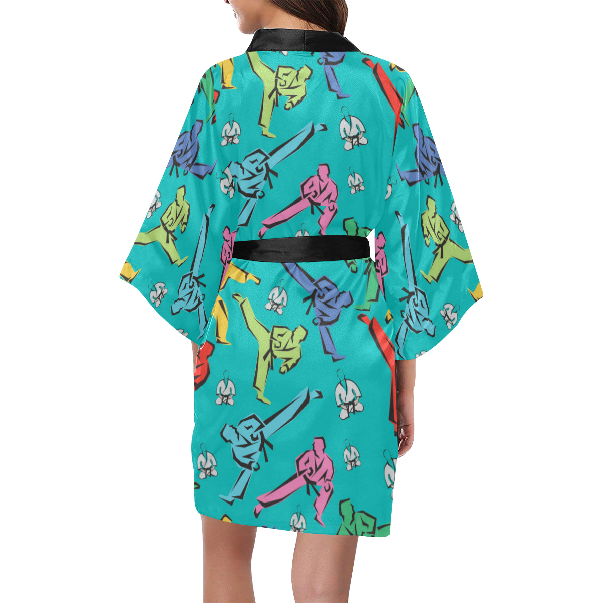 Judo Pattern Print Design 01 Women's Short Kimono
