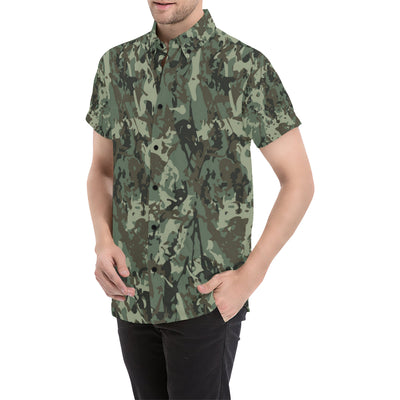 Camouflage Pattern Print Design 06 Men's Short Sleeve Button Up Shirt