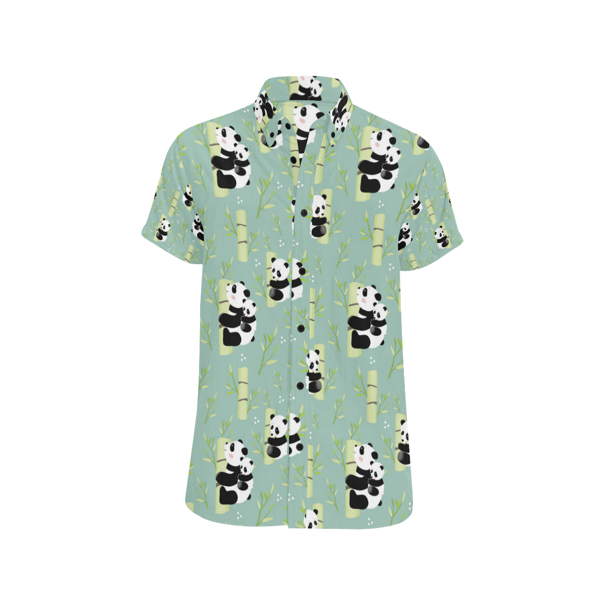 Panda Pattern Print Design A03 Men's Short Sleeve Button Up Shirt