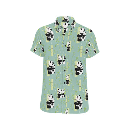 Panda Pattern Print Design A03 Men's Short Sleeve Button Up Shirt