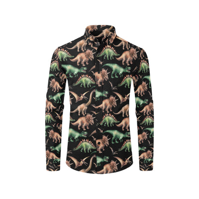 Dinosaur Print Pattern Men's Long Sleeve Shirt