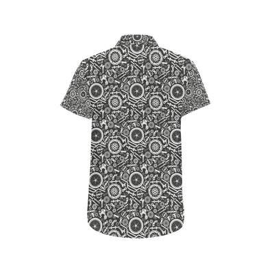 Bicycle Tools Pattern Print Design 02 Men's Short Sleeve Button Up Shirt