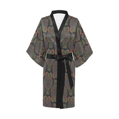 Owl Pattern Print Design A05 Women's Short Kimono