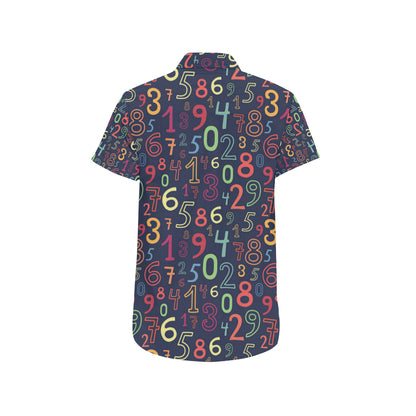 Number Pattern Print Design A01 Men's Short Sleeve Button Up Shirt
