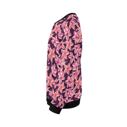 Purple Plumeria Pattern Print Design PM010 Men Long Sleeve Sweatshirt