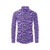 Leopard Purple Skin Print Men's Long Sleeve Shirt