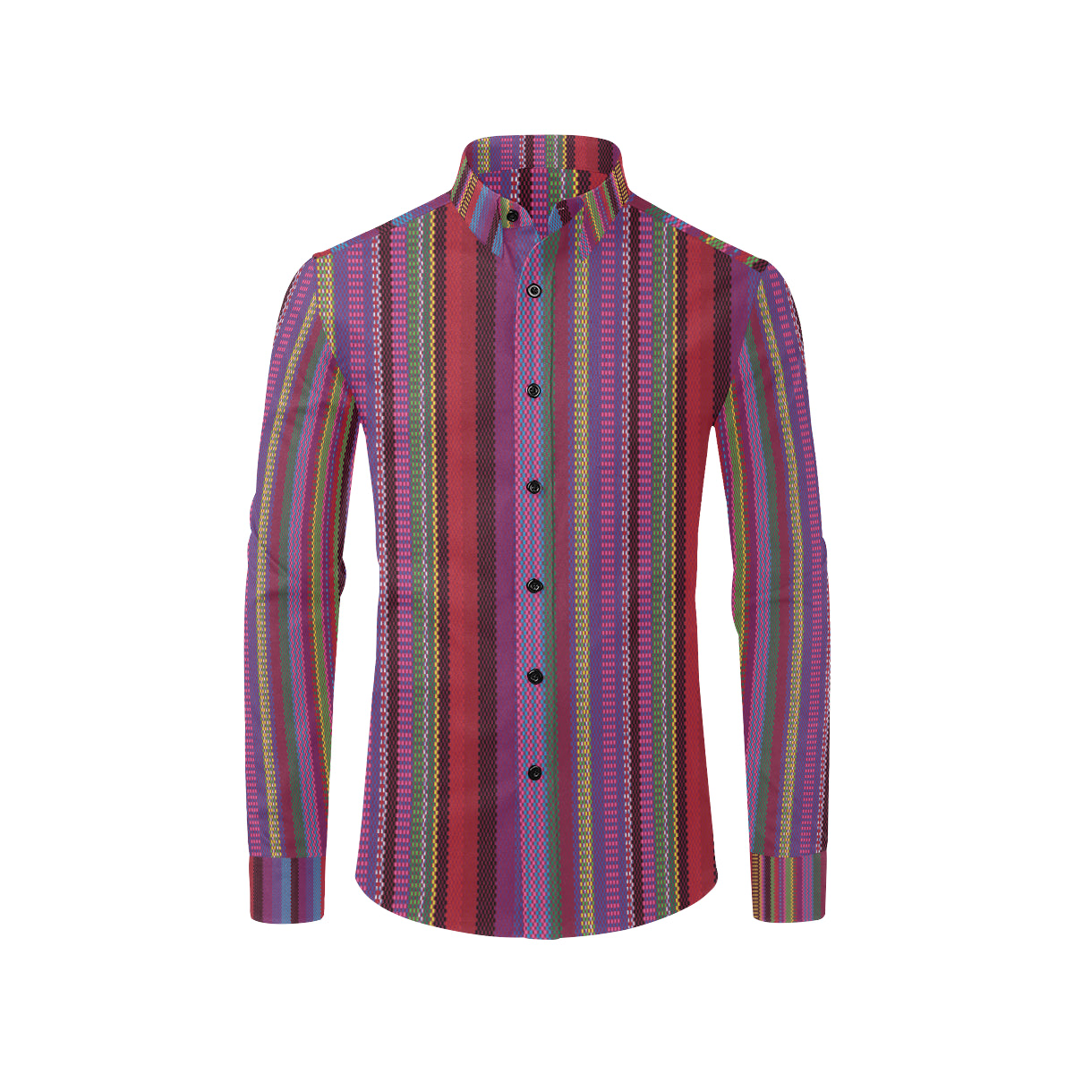 Serape Stripe Print Men's Long Sleeve Shirt
